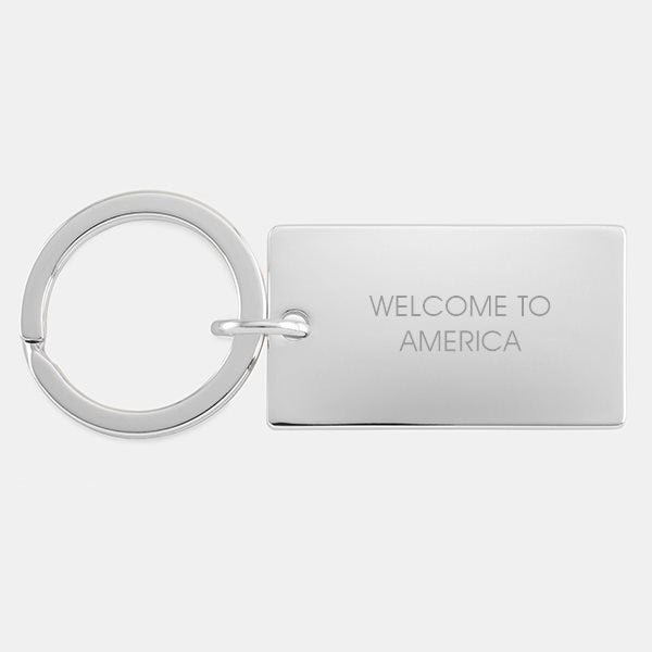 Engraved Nickel Rectangle Keychain