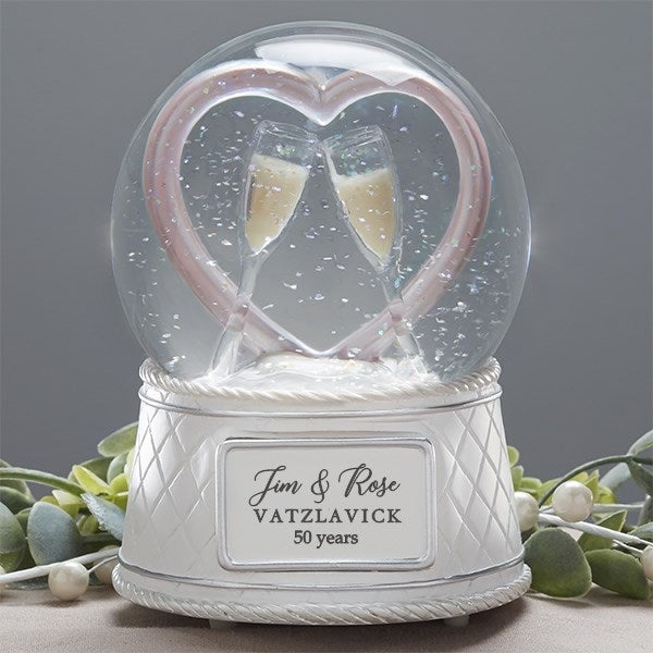 Engraved Anniversary Musical and Light Up Snow Globe