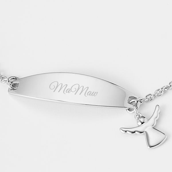 925 Sterling Silver Christening Baby ID Bracelet – Anchor CZ, 5.5 Inch, Personalised, Made In Italy
