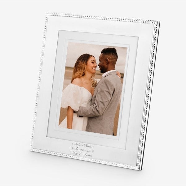 Kittenish Engraved Wedding Silver Beaded 8x10 Picture Frame