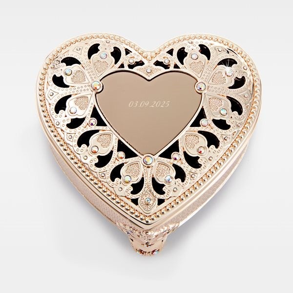Engraved Gold Heart Anastasia Jewelry Box