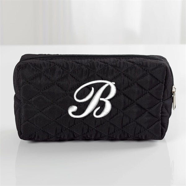 Embroidered Quilted Cosmetic Bag