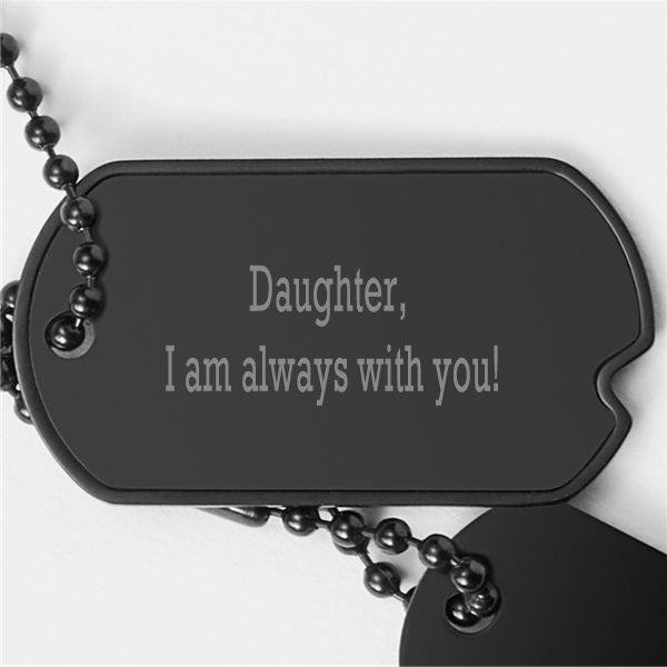 Engraved Black Dog Tags for Him Horizontal