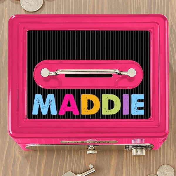 All Mine! Personalized Cash Box - Hot Pink