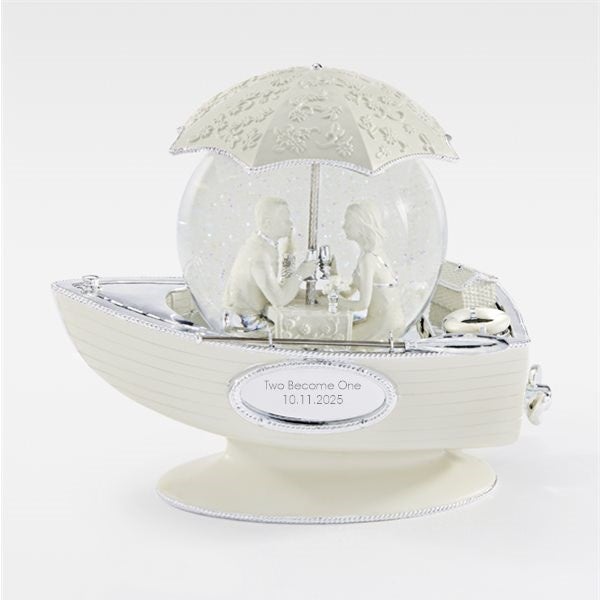 Engraved Together Forever Love Boat Snow Globe