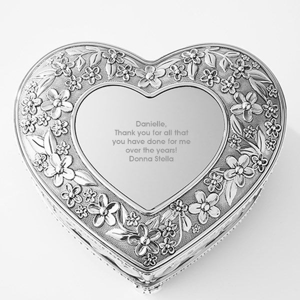 Engraved Floral Heart Music Box for Mom