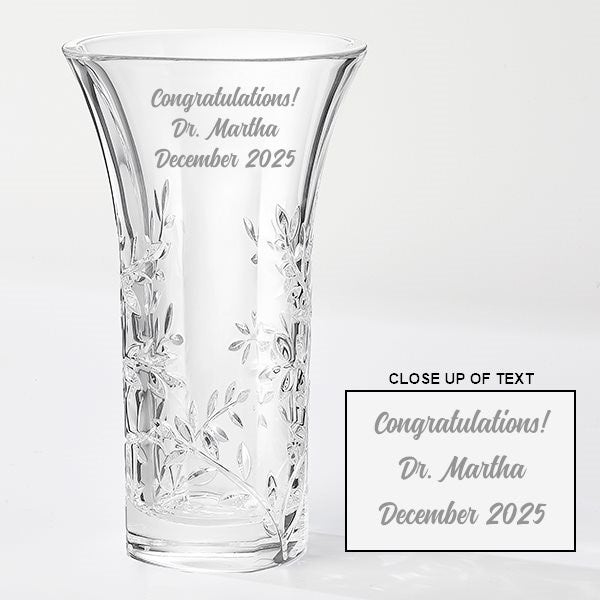 Vera Wang Engraved Crystal Leaf Vase for Weddings & Anniversaries