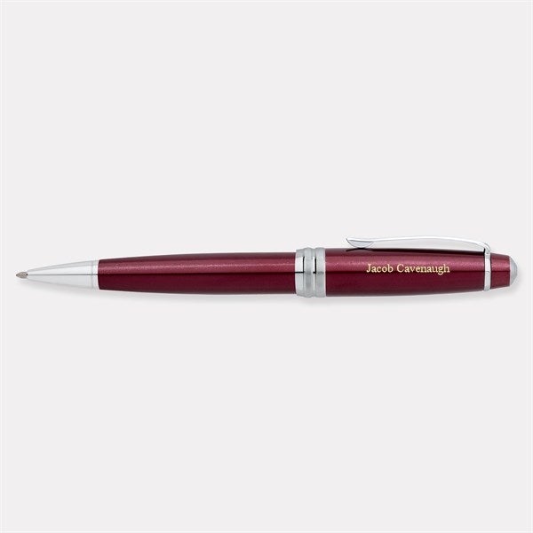 Engraved Cross Bailey Red Lacquer & Chrome Ballpoint Pen