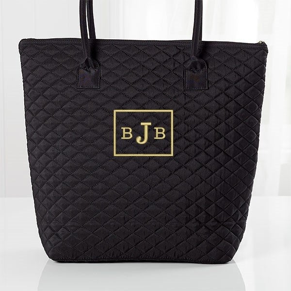 Embroidered Quilted Shoulder Bag - Name