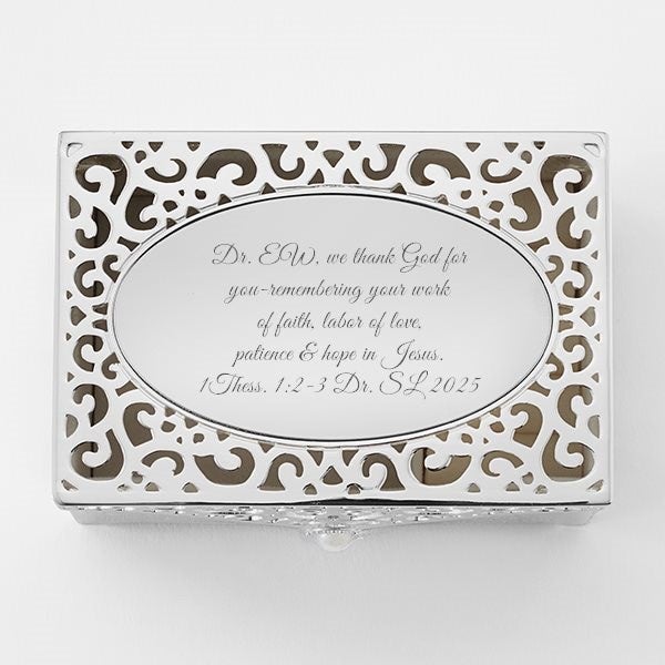 Engraved Silver Scroll Rectangle Keepsake Box