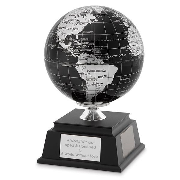 Engraved Office Solar Spinning Black Globe