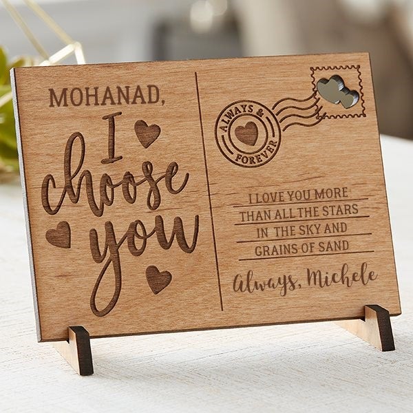 I Choose You Personalized Wooden Postcards