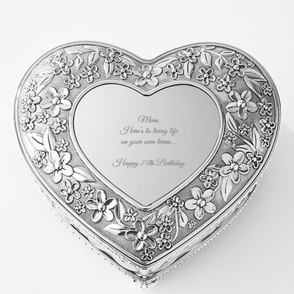 Engraved Floral Heart Music Box for Mom