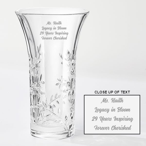 Vera Wang Crystal Leaf Vase Engraved Just for Her