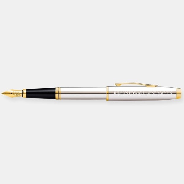Engraved Cross Coventry Chrome & Gold Fountain Pen