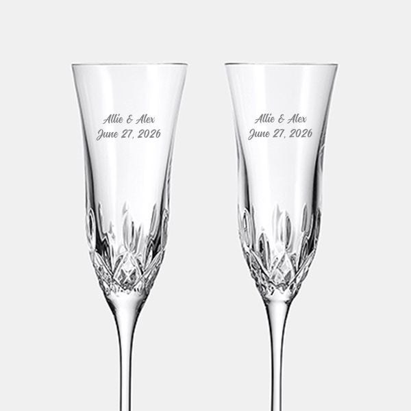 Engraved Waterford Lismore Essence Champagne Flute Pair - Customer