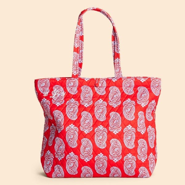 Vera Bradley Embroidered Iconic Paisley Original Tote-Goji Berry Red