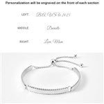 46123 - Engraved Sterling Silver Beaded ID Slider Bracelet