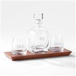 48550 - Engraved Hudson Whiskey Decanter & Glass 3pc Set