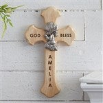 43262 - Engraved Praying Girl Personalized Wood Cross 