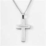 46090 - Engraved Two Tone Brushed Stainless Cross Necklace