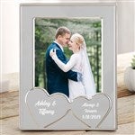 42888 - Engraved Wedding Message Double Hearts Silver Picture Frame