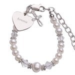 55096 - Engraved Baptism to Bride Sterling Silver Beaded Bracelet