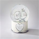 41830 - Mr. and Mrs. Wedding Ring Engraved Snow Globe