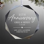 37358 - Floral Anniversary Premium Engraved Glass Ornament