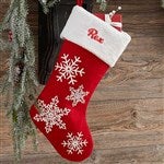 28065 - Red & White Snowflake Personalized Christmas Stocking