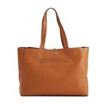 52660 - Debossed Vera Bradley Leather Hathaway Tote in Roasted Pecan