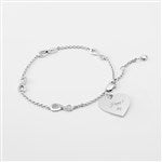 46116 - Engraved Sterling Silver Pave Infinity Station Bracelet