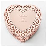 47723 - Engraved Rose Gold Scroll Heart Keepsake Box