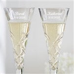 41987 - Etched Wedding Reed & Barton Crystal Champagne Flute Set 