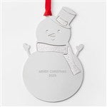 45412 - Engraved Silver Sparkling Snowman Ornament