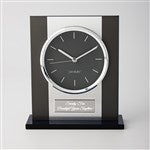 42163 - Engraved Classic Black & Silver Clock 