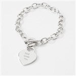 47625 - Engraved Sterling Silver Heart Toggle Bracelet