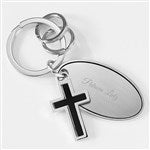46146 - Engraved Black Cross Keychain