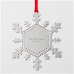 45395 - Engraved Silver Sparkling Snowflake Metal Ornament