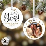 21714 - He Asked, She Said Yes! Personalized Engagement Ornament