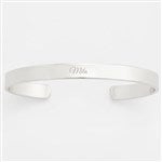 47189 - Engraved Slim Silver Plated Cuff Bracelet
