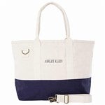 50999 - Embroidered Utility Canvas Tote in Natural/Navy- Centered Text