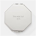 53483 - Kittenish Engraved Octagon Compact Mirror in Silver