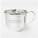 46075 - Engraved Silver Beaded Baby Cup