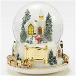45546 - Engraved Large Colorful Village with Train Snow Globe