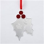51319 - Engraved Silver Sparkling Holly Ornament