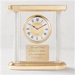 46302 - Engraved Gold and Glass Column Clock