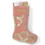 55890 - Embroidered Anastasia Velveteen Stocking in Pink and Gold