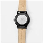 47125 - Engraved Fossil Minimalist Watch with Black Leather Strap