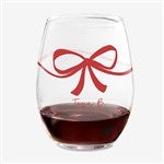 54969 - Christmas Bow Personalized Wine Glass Collection